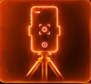 Celular em um tripé preparado para gravação